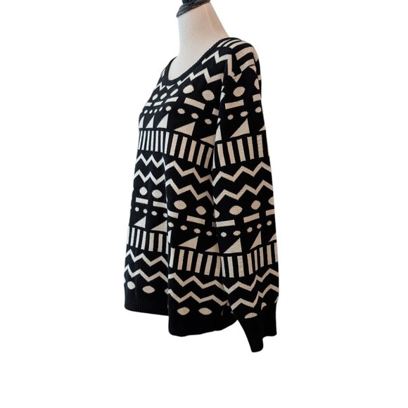 Lazy Oaf Unisex One Size Black White Abstract Geometric Pullover L/S Sweater - Picture 2 of 10